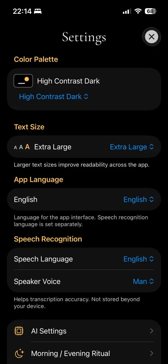 Dark — High Contrast Dark palette